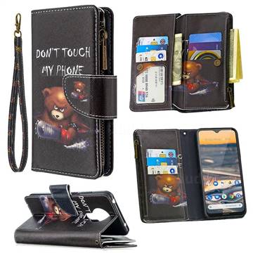 Chainsaw Bear Binfen Color BF03 Retro Zipper Leather Wallet Phone Case for Nokia 5.3