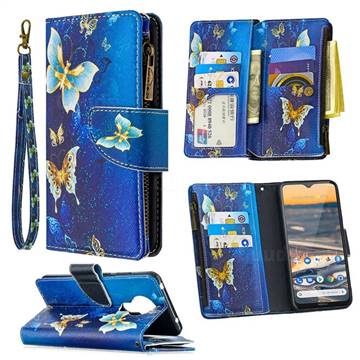 Golden Butterflies Binfen Color BF03 Retro Zipper Leather Wallet Phone Case for Nokia 5.3