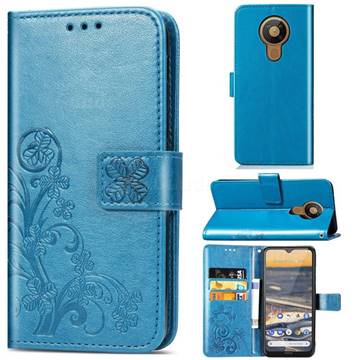 Embossing Imprint Four-Leaf Clover Leather Wallet Case for Nokia 5.3 - Blue