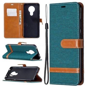 Jeans Cowboy Denim Leather Wallet Case for Nokia 5.3 - Green