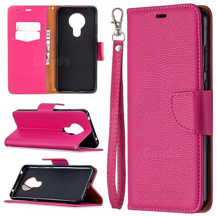 Classic Luxury Litchi Leather Phone Wallet Case for Nokia 5.3 - Rose