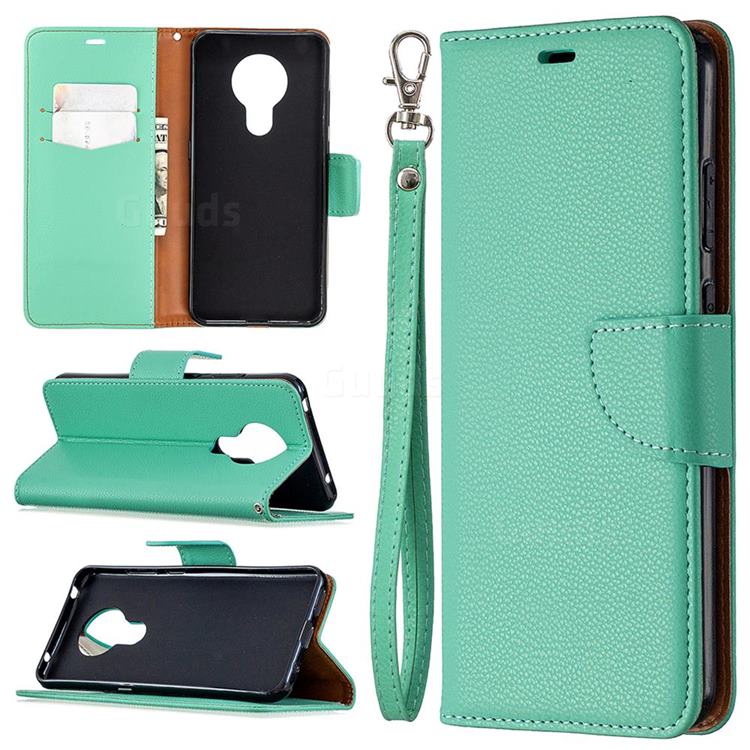 Classic Luxury Litchi Leather Phone Wallet Case for Nokia 5.3 - Green