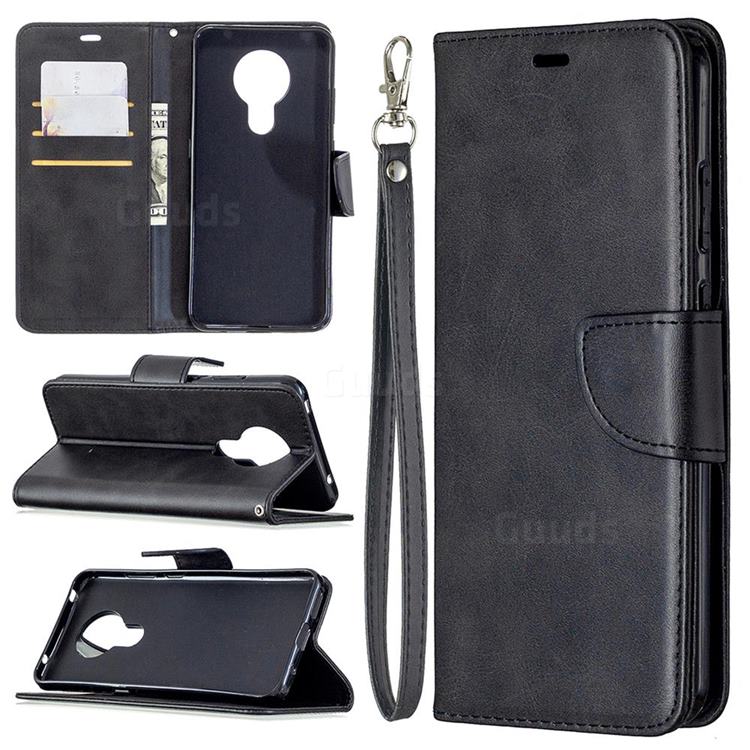 Classic Sheepskin PU Leather Phone Wallet Case for Nokia 5.3 - Black
