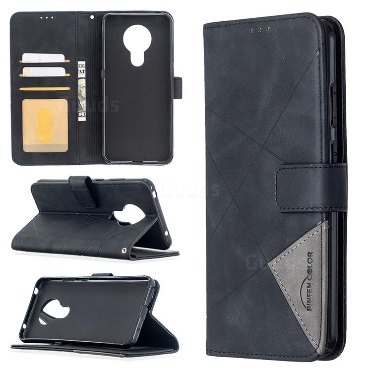 Binfen Color BF05 Prismatic Slim Wallet Flip Cover for Nokia 5.3 - Black