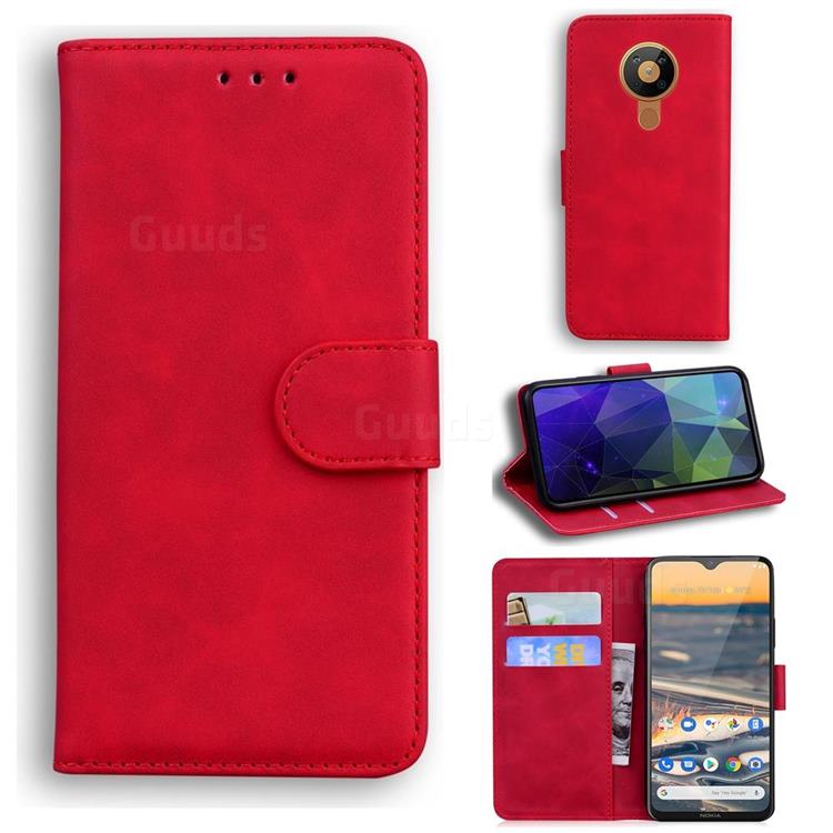 Retro Classic Skin Feel Leather Wallet Phone Case for Nokia 5.3 - Red