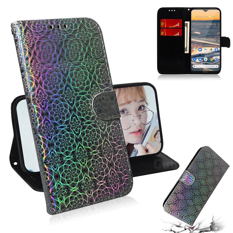 Laser Circle Shining Leather Wallet Phone Case for Nokia 5.3 - Silver