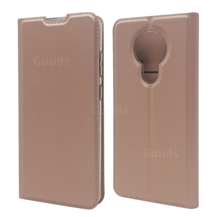 Ultra Slim Card Magnetic Automatic Suction Leather Wallet Case for Nokia 5.3 - Rose Gold