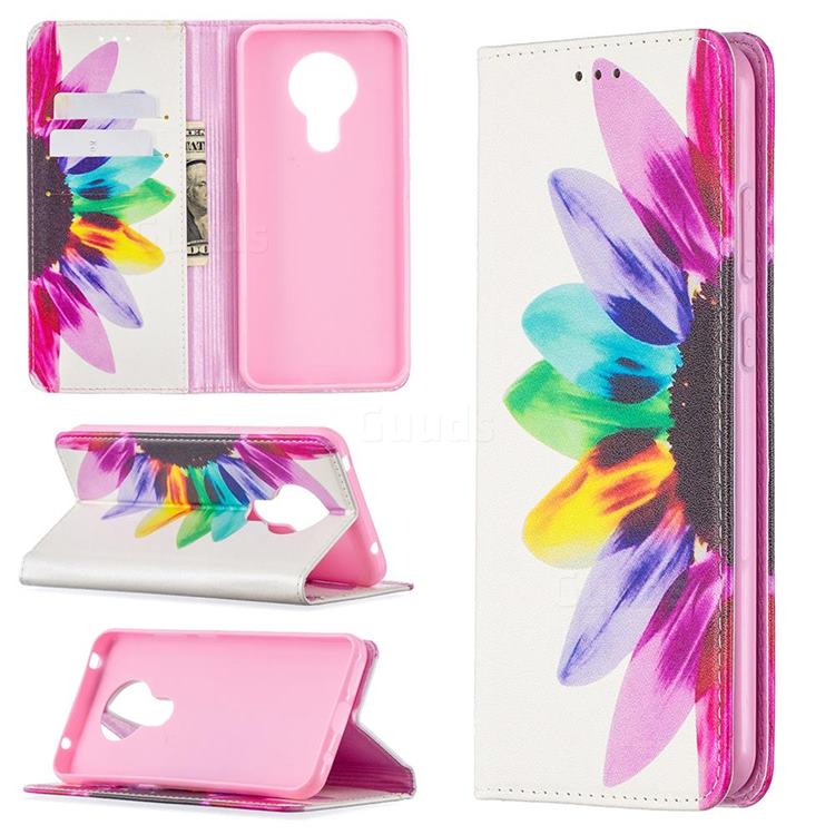 Sun Flower Slim Magnetic Attraction Wallet Flip Cover for Nokia 5.3