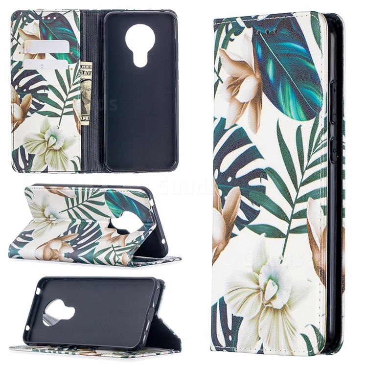 Flower Leaf Slim Magnetic Attraction Wallet Flip Cover for Nokia 5.3