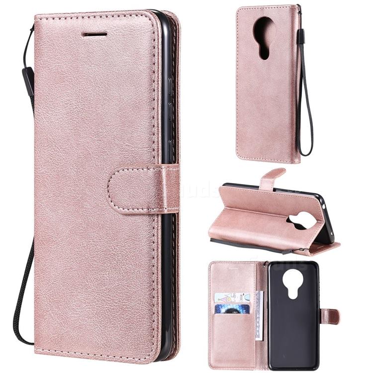 Retro Greek Classic Smooth PU Leather Wallet Phone Case for Nokia 5.3 - Rose Gold