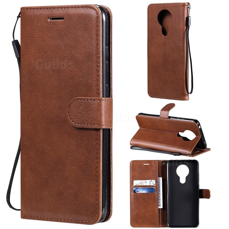 Retro Greek Classic Smooth PU Leather Wallet Phone Case for Nokia 5.3 - Brown