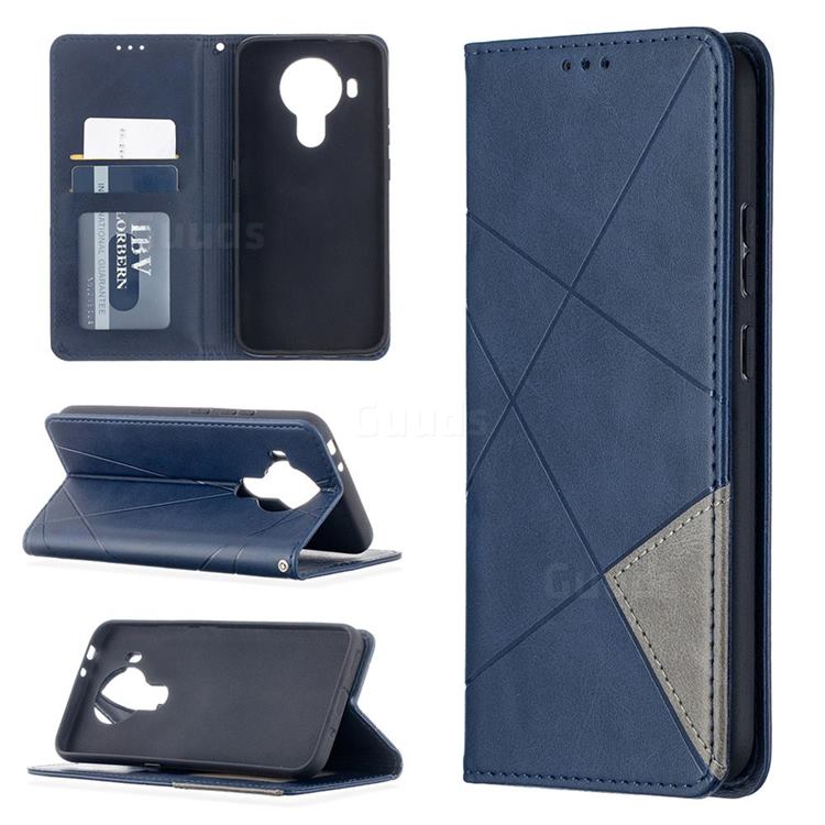 Prismatic Slim Magnetic Sucking Stitching Wallet Flip Cover for Nokia 5.4 - Blue