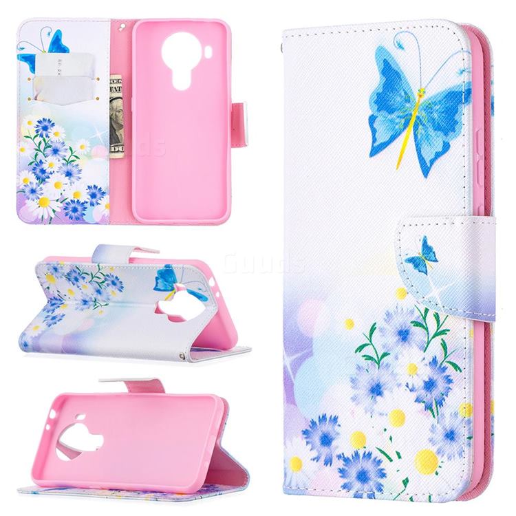 Butterflies Flowers Leather Wallet Case for Nokia 5.4