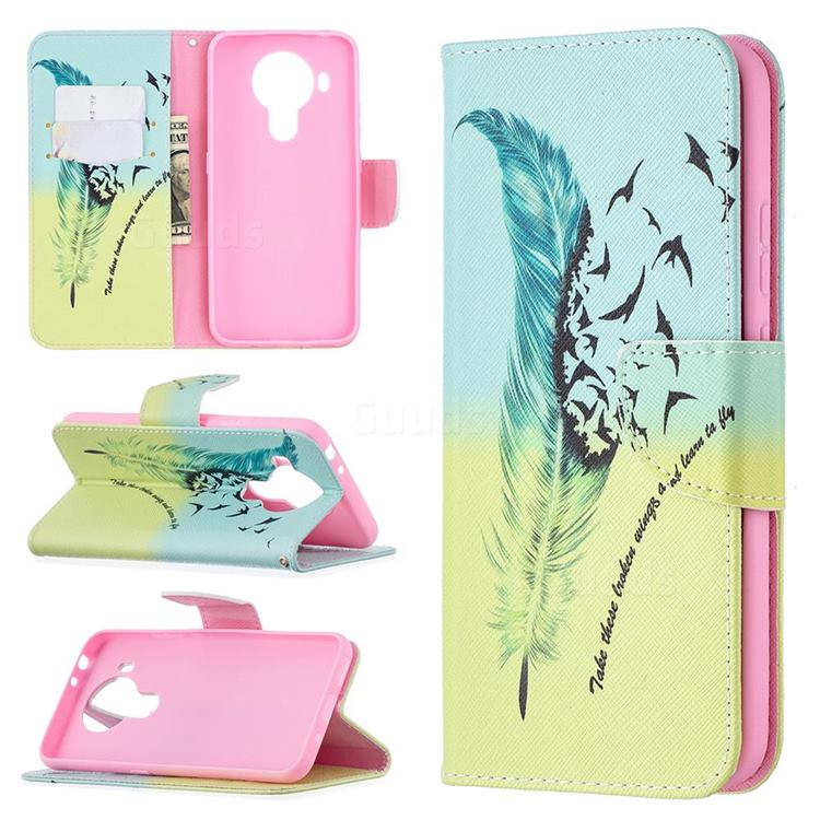Feather Bird Leather Wallet Case for Nokia 5.4