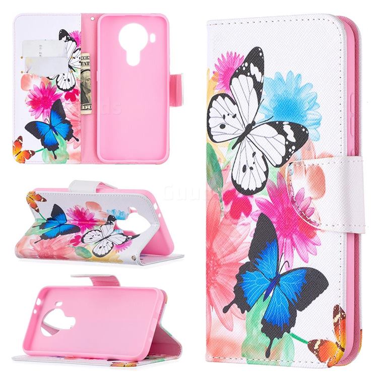 Vivid Flying Butterflies Leather Wallet Case for Nokia 5.4