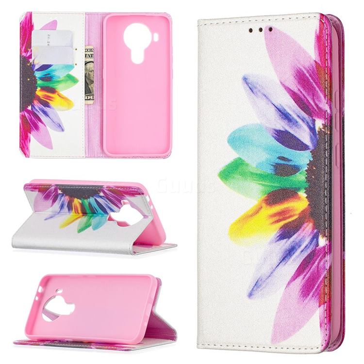 Sun Flower Slim Magnetic Attraction Wallet Flip Cover for Nokia 5.4