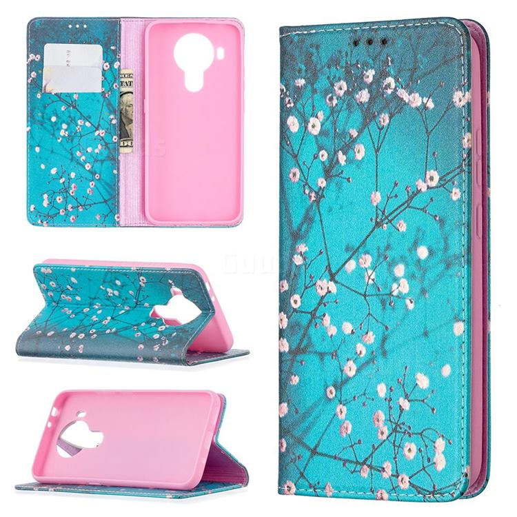 Plum Blossom Slim Magnetic Attraction Wallet Flip Cover for Nokia 5.4