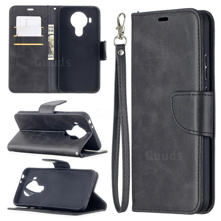 Classic Sheepskin PU Leather Phone Wallet Case for Nokia 5.4 - Black