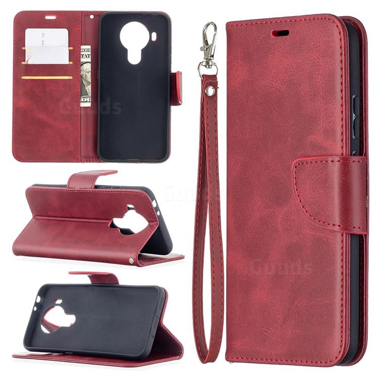 Classic Sheepskin PU Leather Phone Wallet Case for Nokia 5.4 - Red