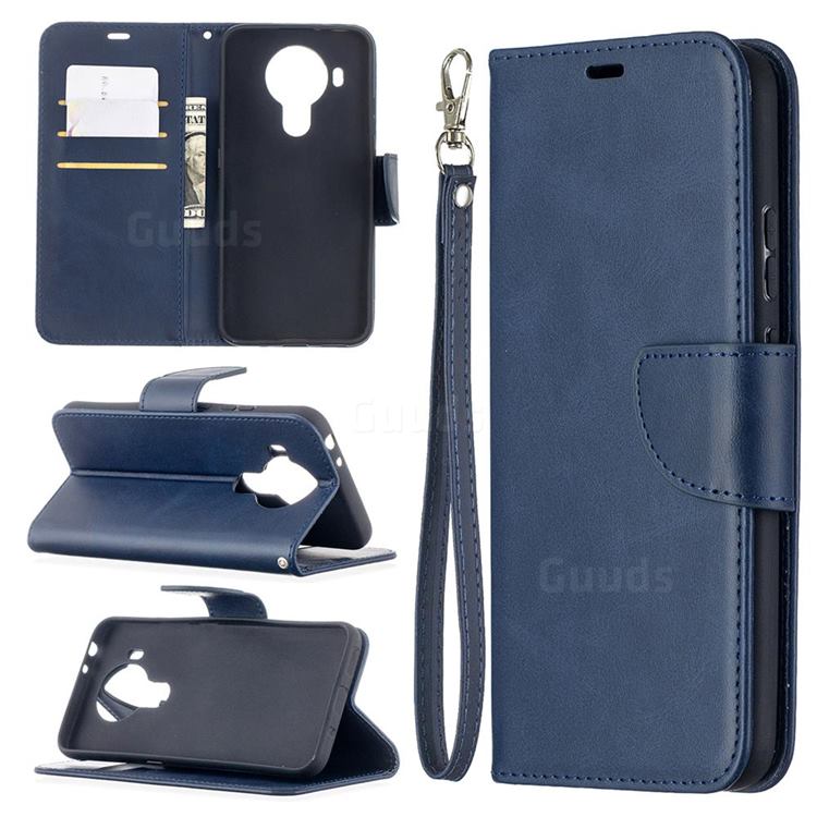 Classic Sheepskin PU Leather Phone Wallet Case for Nokia 5.4 - Blue