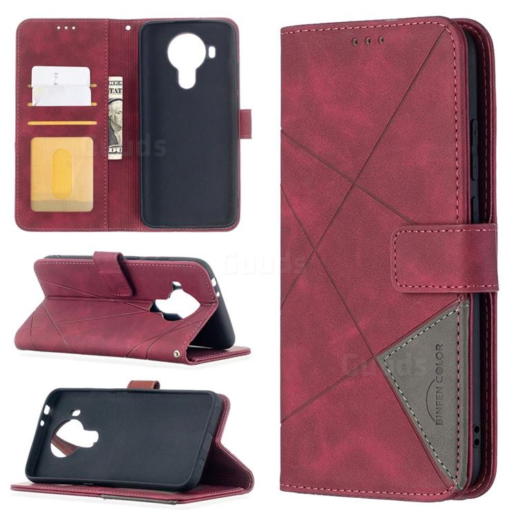 Binfen Color BF05 Prismatic Slim Wallet Flip Cover for Nokia 5.4 - Red