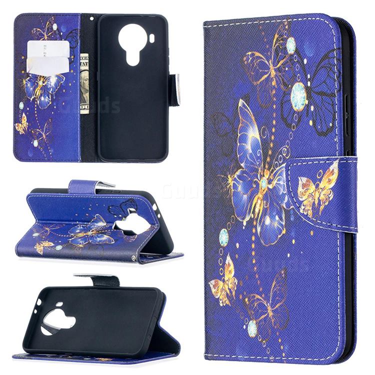 Purple Butterfly Leather Wallet Case for Nokia 5.4
