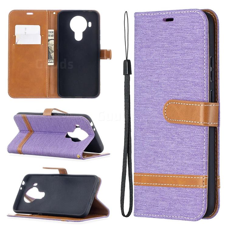 Jeans Cowboy Denim Leather Wallet Case for Nokia 5.4 - Purple