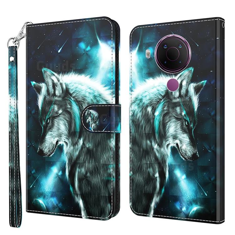 Snow Wolf 3D Painted Leather Wallet Case for Nokia 5.4