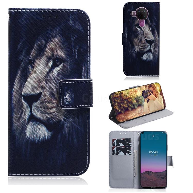 Lion Face PU Leather Wallet Case for Nokia 5.4