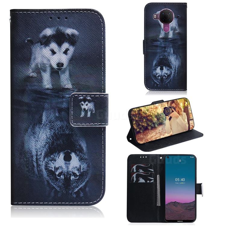 Wolf and Dog PU Leather Wallet Case for Nokia 5.4