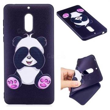 Lovely Panda 3D Embossed Relief Black Soft Back Cover for Nokia 6 Nokia6