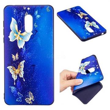 Golden Butterflies 3D Embossed Relief Black Soft Back Cover for Nokia 6 Nokia6