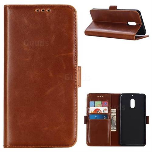 Luxury Crazy Horse PU Leather Wallet Case for Nokia 6 Nokia6 - Brown