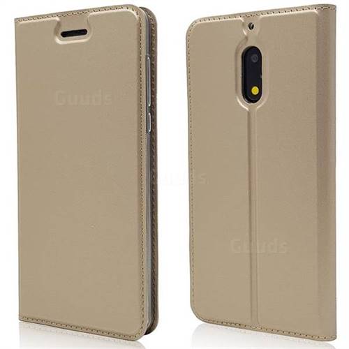 Ultra Slim Card Magnetic Automatic Suction Leather Wallet Case for Nokia 6 Nokia6 - Champagne