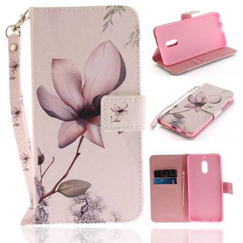 Magnolia Flower Hand Strap Leather Wallet Case for Nokia 6 Nokia6