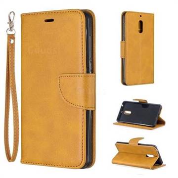 Classic Sheepskin PU Leather Phone Wallet Case for Nokia 6 Nokia6 - Yellow