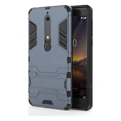 Armor Premium Tactical Grip Kickstand Shockproof Dual Layer Rugged Hard Cover for Nokia 6 (2018) - Navy