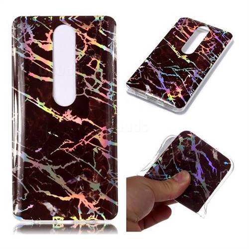 Black Brown Marble Pattern Bright Color Laser Soft TPU Case for Nokia 6 (2018)