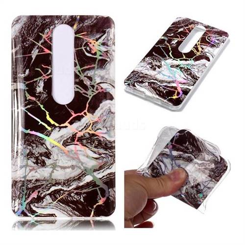 White Black Marble Pattern Bright Color Laser Soft TPU Case for Nokia 6 (2018)