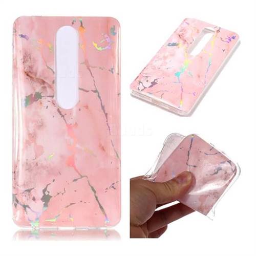 Powder Pink Marble Pattern Bright Color Laser Soft TPU Case for Nokia 6 (2018)