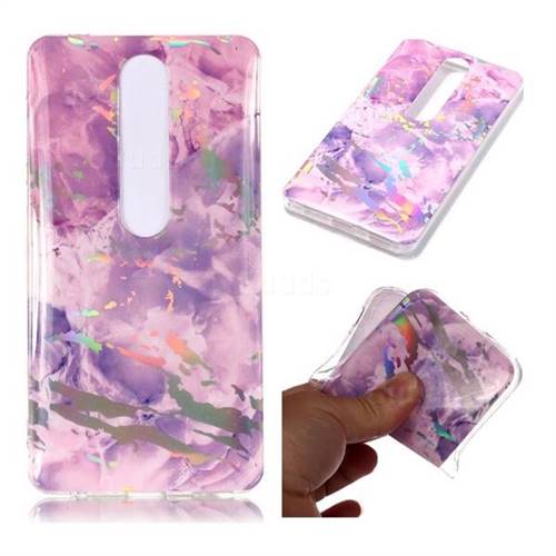 Purple Marble Pattern Bright Color Laser Soft TPU Case for Nokia 6 (2018)