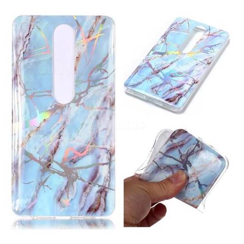 Light Blue Marble Pattern Bright Color Laser Soft TPU Case for Nokia 6 (2018)