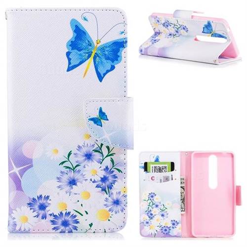 Butterflies Flowers Leather Wallet Case for Nokia 6 (2018)