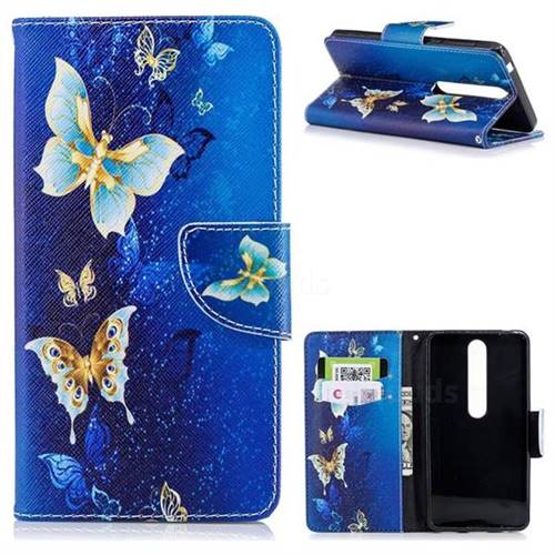 Golden Butterflies Leather Wallet Case for Nokia 6 (2018)