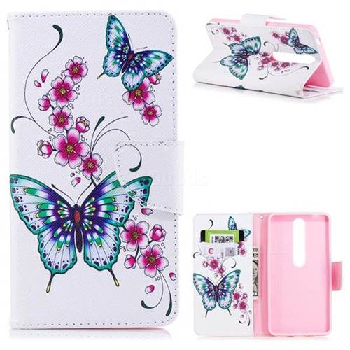 Peach Butterfly Leather Wallet Case for Nokia 6 (2018)