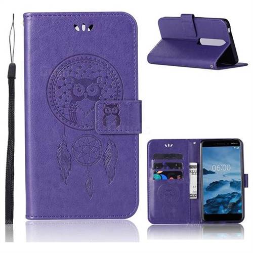 Intricate Embossing Owl Campanula Leather Wallet Case for Nokia 6 (2018) - Purple