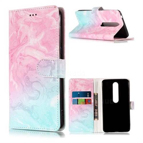 Pink Green Marble PU Leather Wallet Case for Nokia 6 (2018)