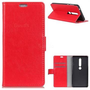 MURREN Napa Pattern Leather Wallet Phone Case for Nokia 6 (2018) - Red