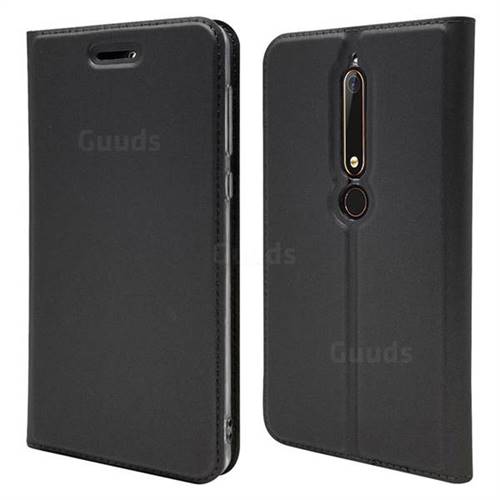 Ultra Slim Card Magnetic Automatic Suction Leather Wallet Case for Nokia 6 (2018) - Star Grey