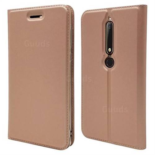 Ultra Slim Card Magnetic Automatic Suction Leather Wallet Case for Nokia 6 (2018) - Rose Gold
